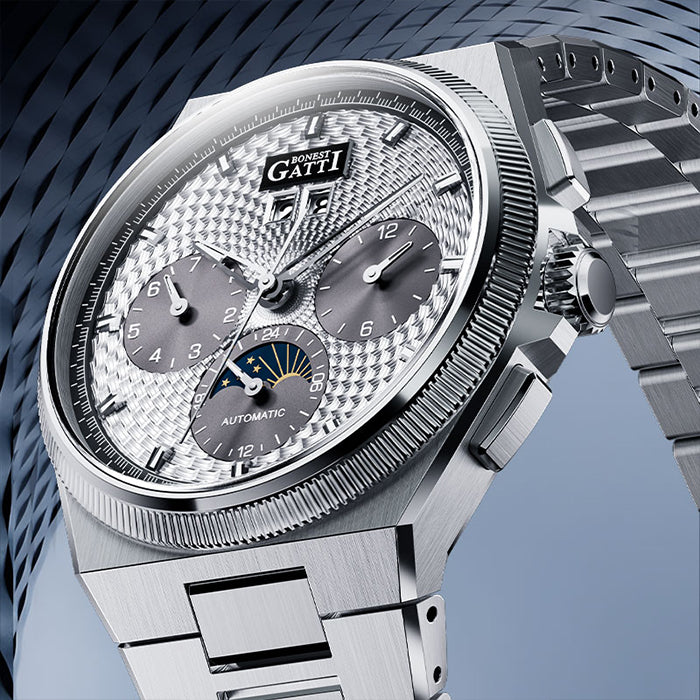 Bonest Gatti BG8006-S2 Silver Chronograph Series Automatic Watch