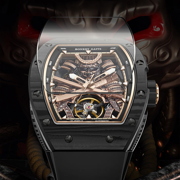 Bonest Gatti BG9008-R2 Black Carbon Fiber Series Automatic Watch