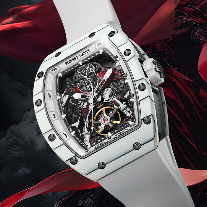 Bonest Gatti BG9009-R1 White Carbon Fiber Series Automatic Watch