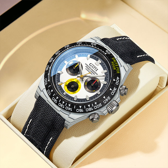 Bonest Gatti BG9010-L3 Silver Carbon Fiber Chronograph Series Automatic Watch