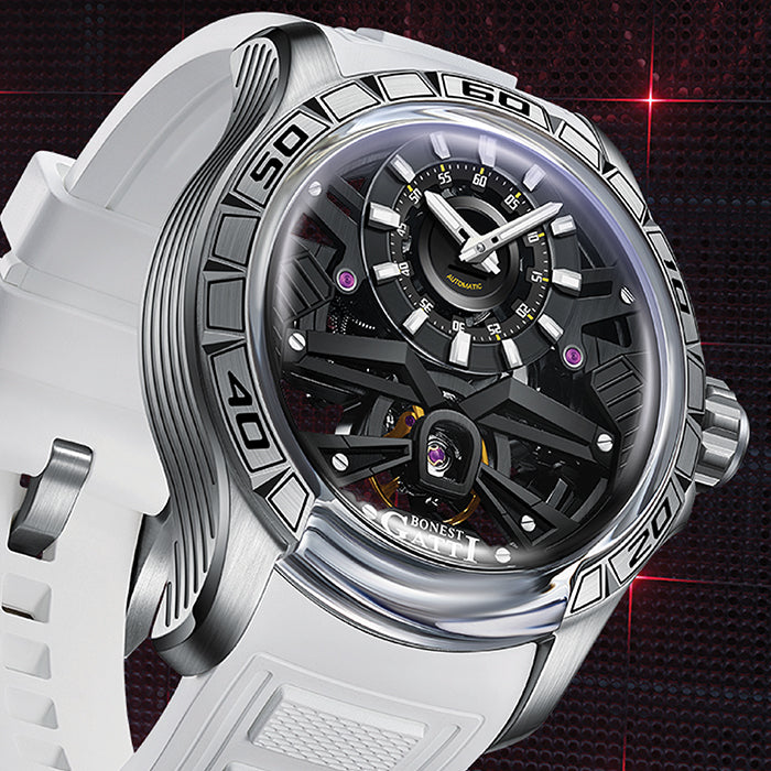 Bonest Gatti BG4004-R1 Silver Exoskeleton Series  Automatic Watch