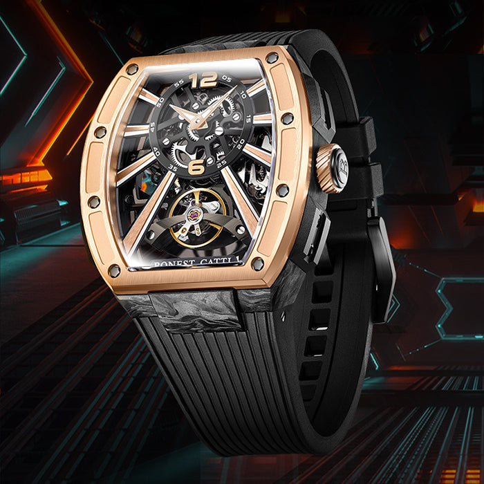 Bonest Gatti BG9005-R2 Rose Gold Carbon Fiber Series Automatic Watch
