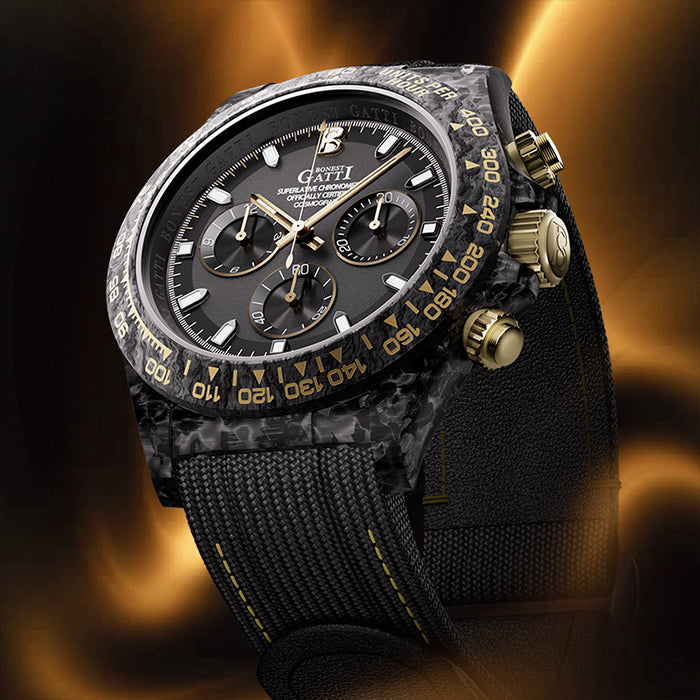 Bonest Gatti BG9010-L1 Black Carbon Fiber Chronograph Series Automatic Watch