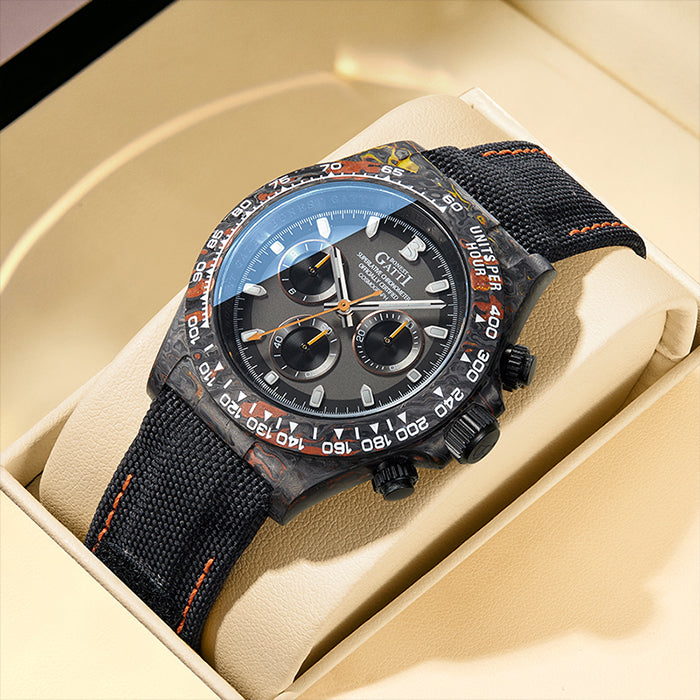 Bonest Gatti BG9010-L2 Orange Carbon Fiber Chronograph Series Automatic Watch