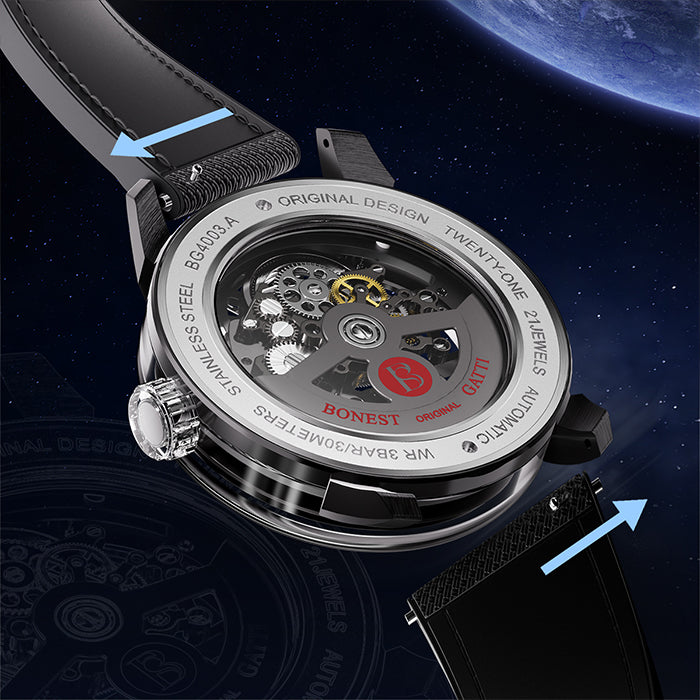 Bonest Gatti BG4003-R1 Black Exoskeleton Series Automatic Watch