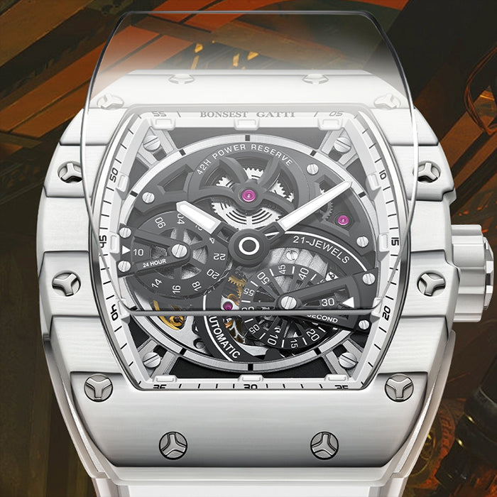 Bonest Gatti BG9004-R1 White Carbon Fiber Series Automatic Watch