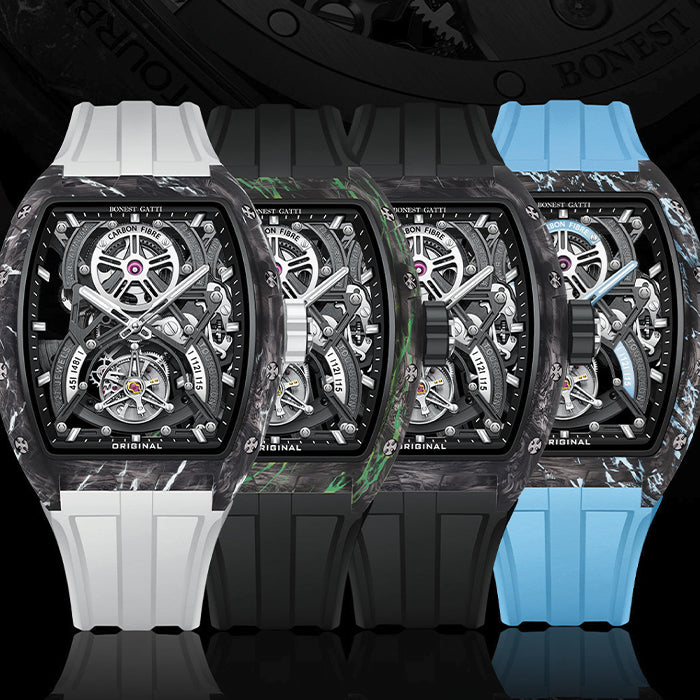 Bonest Gatti BG7003-R4 Blue Carbon Fiber Tourbillon Series Automatic Watch