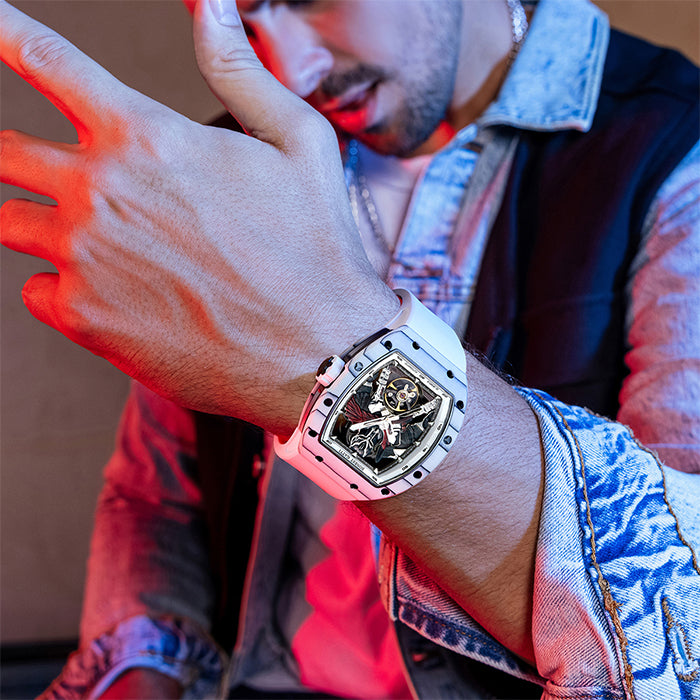 Bonest Gatti BG9009-R1 White Carbon Fiber Series Automatic Watch
