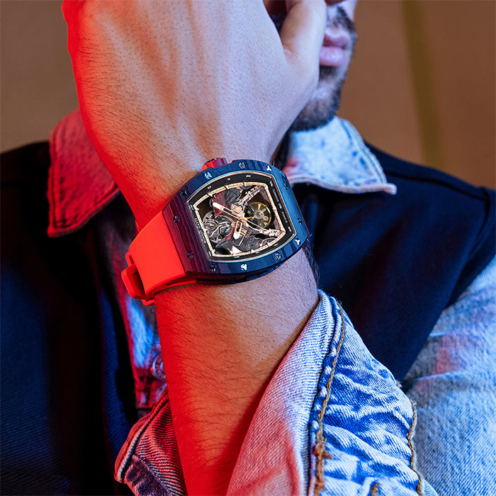 Bonest Gatti BG9009-R3 Red Carbon Fiber Series Automatic Watch