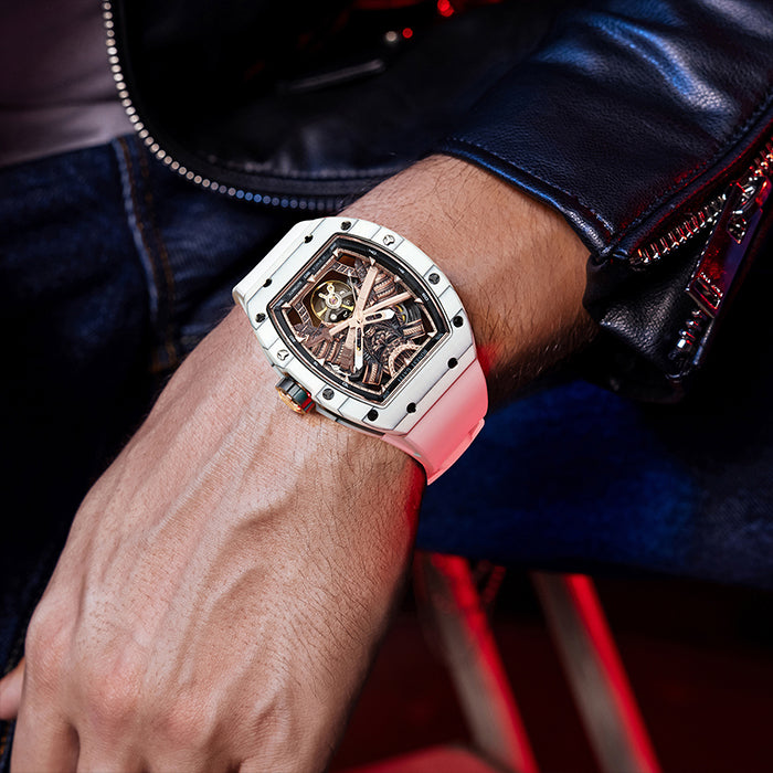 Bonest Gatti BG9008-R1 White Carbon Fiber Series Automatic Watch