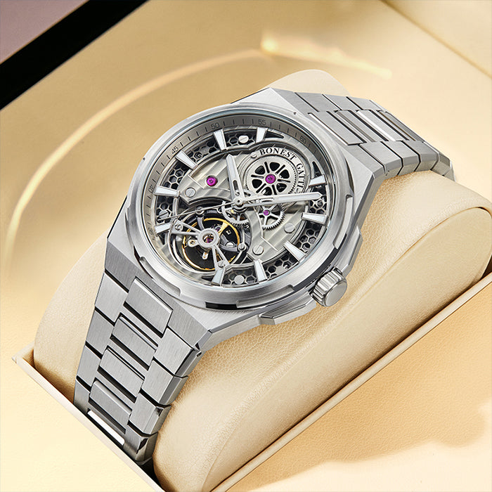 Bonest Gatti BG8007-S1 Silver Exoskeleton Series Automatic  Watch