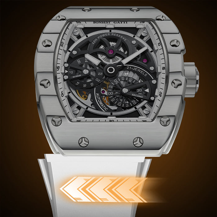 Bonest Gatti BG9004-R1 White Carbon Fiber Series Automatic Watch