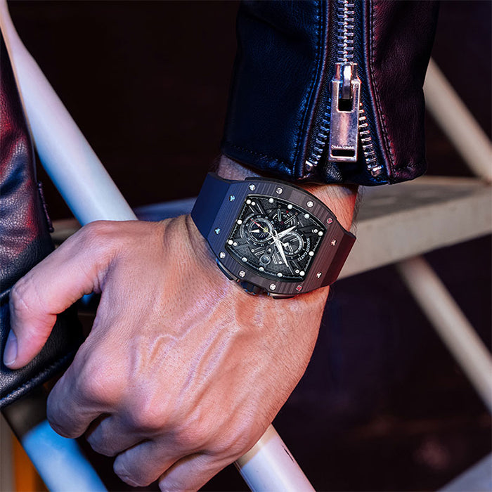 Bonest Gatti BG9007-R2 Black Carbon Fiber Chronograph Series Automatic Watch