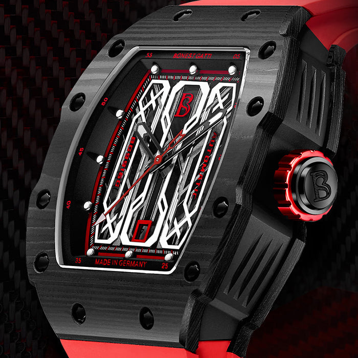 Bonest Gatti BG9916-A2 Red Carbon Fiber Series Automatic Watch