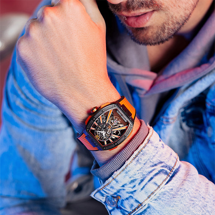 Bonest Gatti BG9005-R3 Orange Carbon Fiber Series Automatic Watch